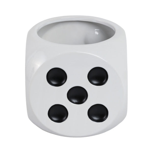 6 Dice Planter, White/black