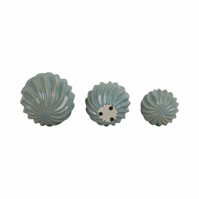 S/3 4/5/6 Seaside Blue Cer Deco Balls - Set Of 3