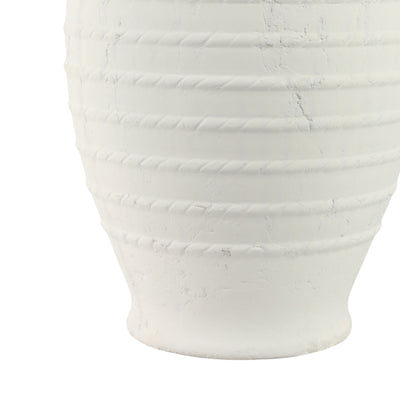 20 Rope Ribbed Terracotta Vase, White