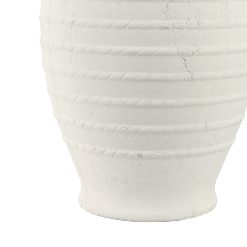 20 Rope Ribbed Terracotta Vase, White