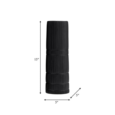 CER, 15H LINED CYLINDER VASE, MATTE BLACK