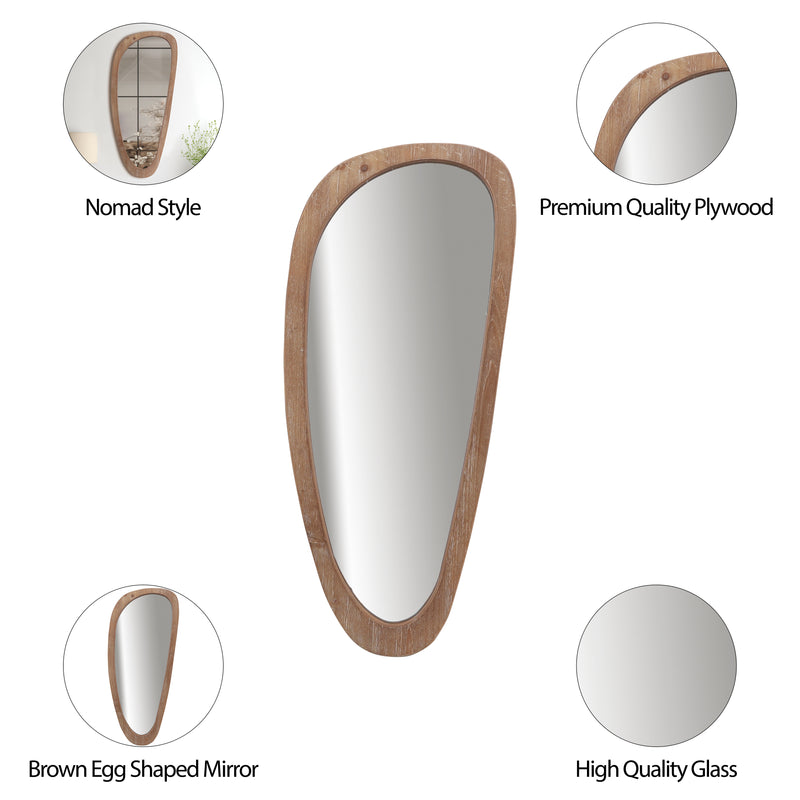 WOOD, 15X36 EGG SHAPED MIRROR, BROWN WB