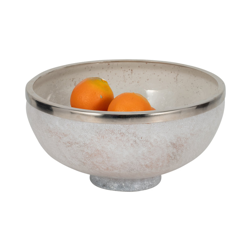 GLASS,13,BOWL W/RING DECO,WHITE