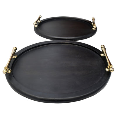 S/2 25/29 Cylde Wood Trays, Black