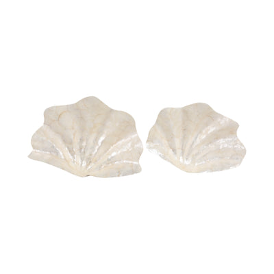 S/2 17/20 Capiz Shell Shaped Bowls, Ivory