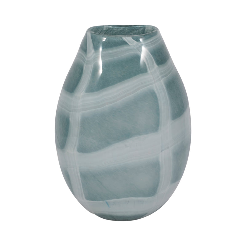 12 Slim Swirled Vase, Blue/white