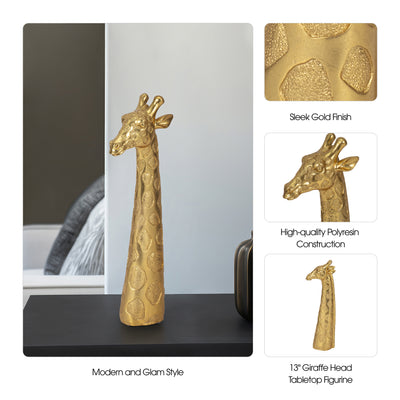 13 Giraffe Head Tabletop Decor, Gold