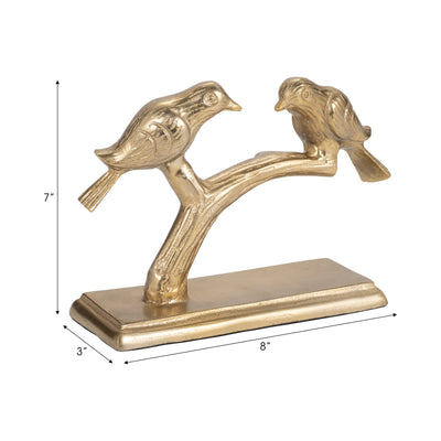 Metal, 8 Perched Birds, Gold