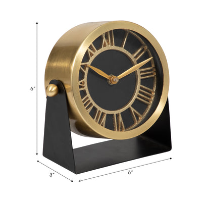 METAL TABLE CLOCK 6''  GOLD BLACK