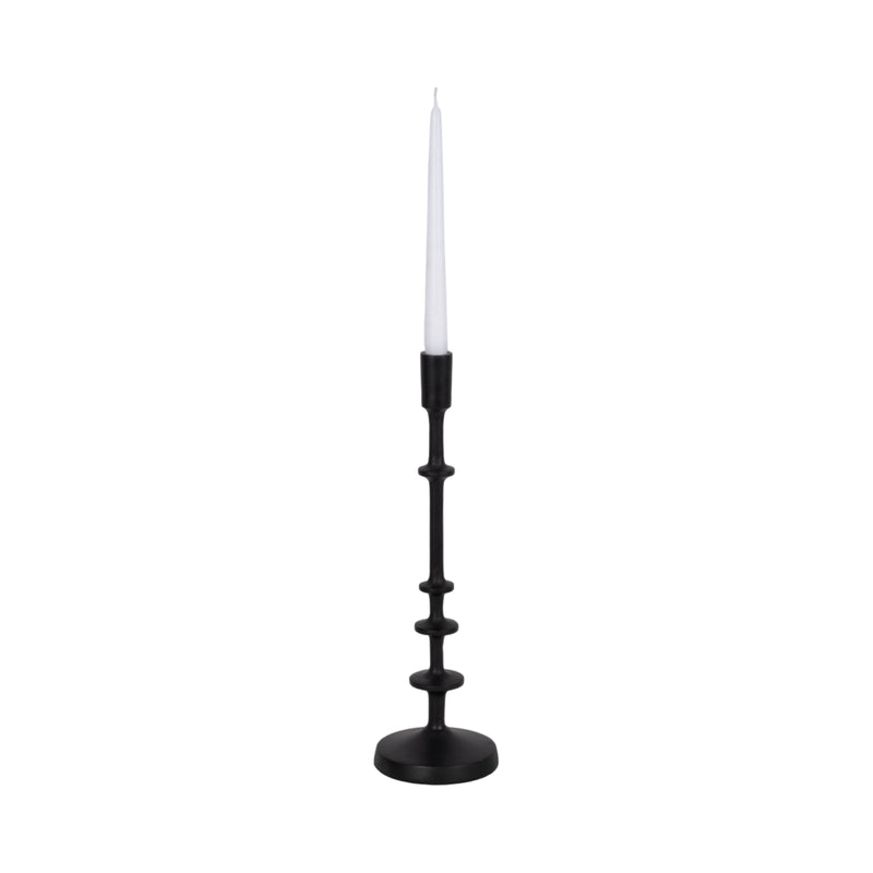 METAL, 13H TAPER CANDLE HOLDER, BLACK