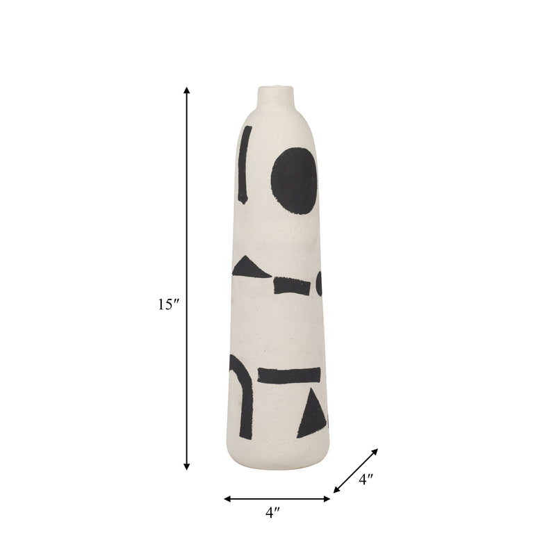 CER, 15 FUNKY VASE, IVORY/BLACK