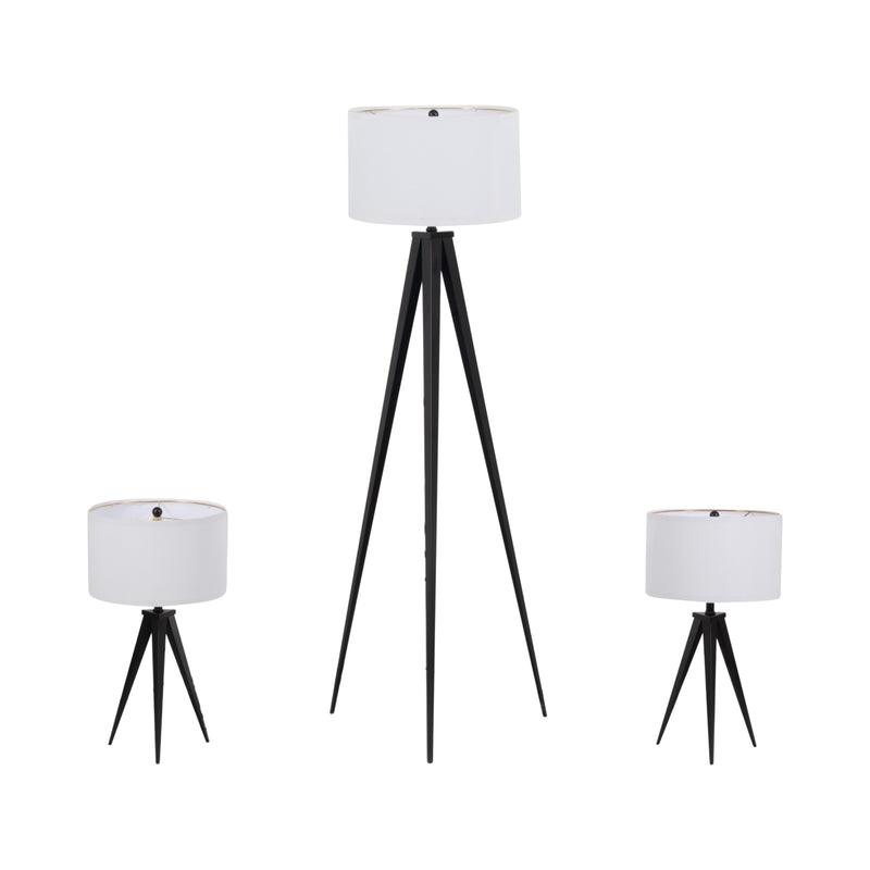 Metal,s/3,23/60h,table&floor Tripod Lamps,blk