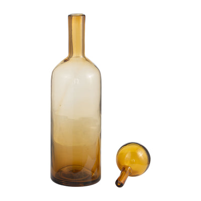 GLASS, 20 BOTTLE W/ STOPPER AMBER