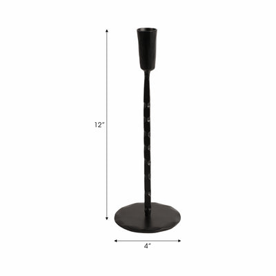 12x4 Forged Cast Iron Taper Holder, Matte Black