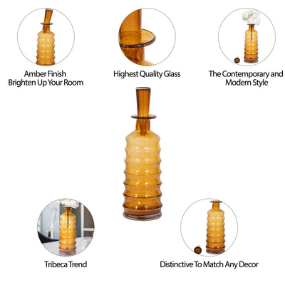 18 Clarimond Ridged Amber Glass Bottle