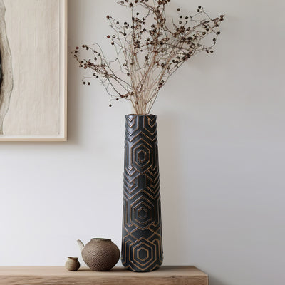 22 Rialto Oversized Contemporary Vase, Black