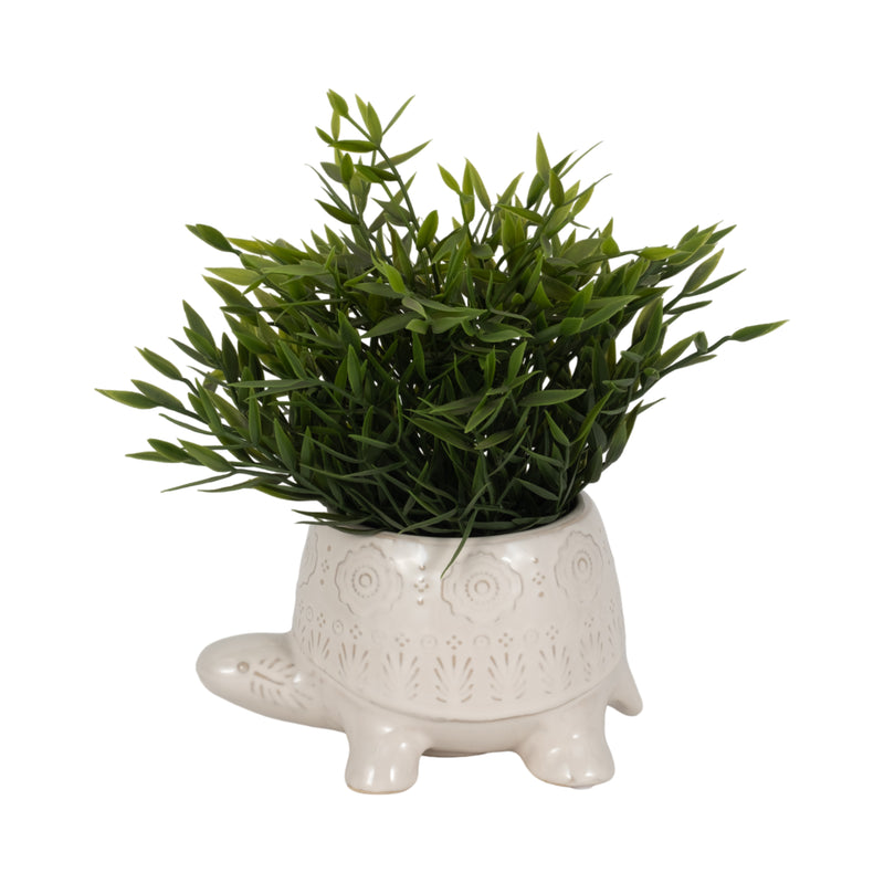 7 Turtle Planter, White