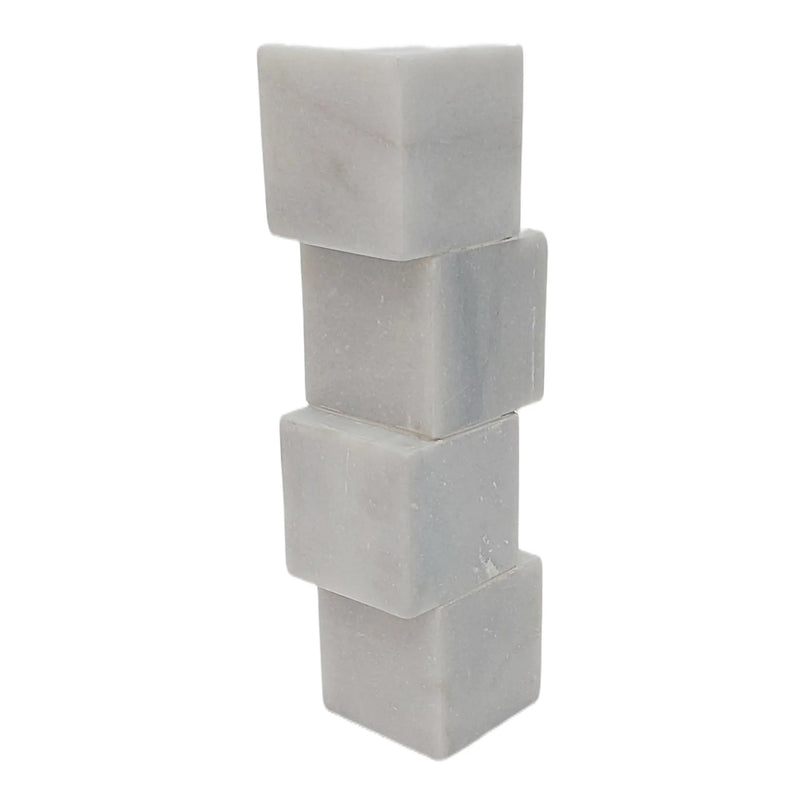 10x3 Stacked Cube Marble Taper Holder, White