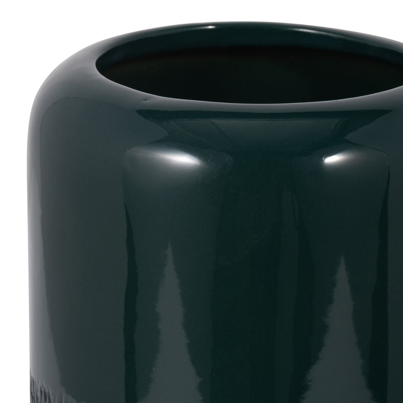 CER, 10H GROOVED VASE, FOREST GREEN