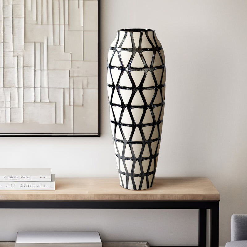 28 Fabiola Oversized Tribal Vase, Pewter