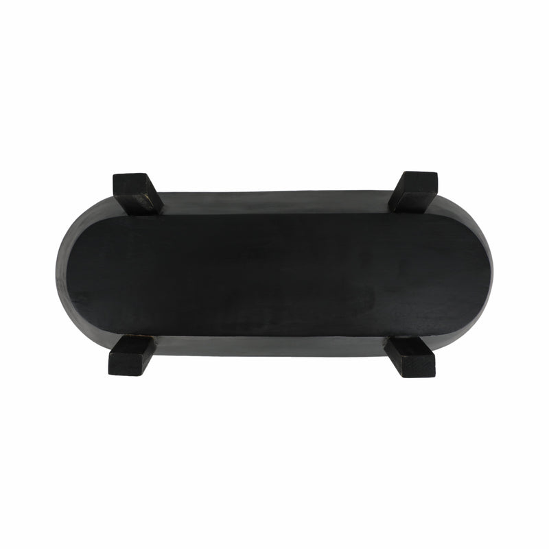 16 Footed Oval Bowl, Black