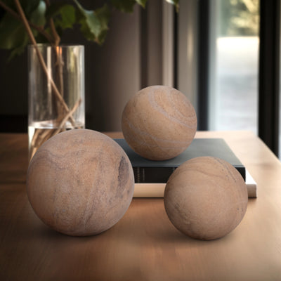 S/3 3/5 MAVERICK SANDSTONE SPHERES, NATURAL