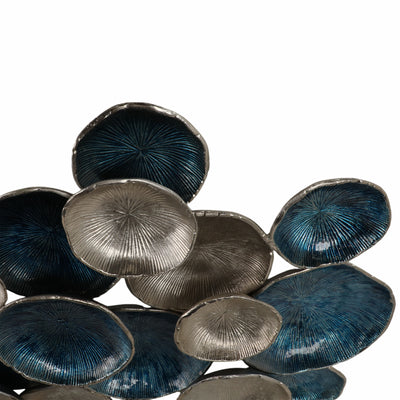 37x31 Metal Multi Disc Wall Decor, Blue/silver