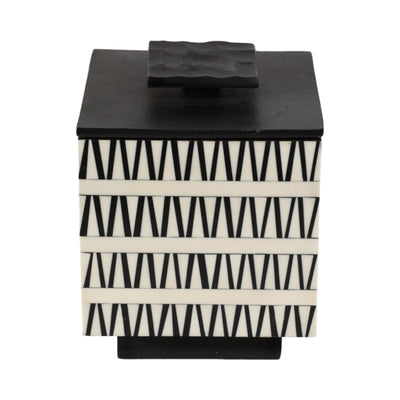 S/2 7/10 Gobiel Black & White Resin Boxes