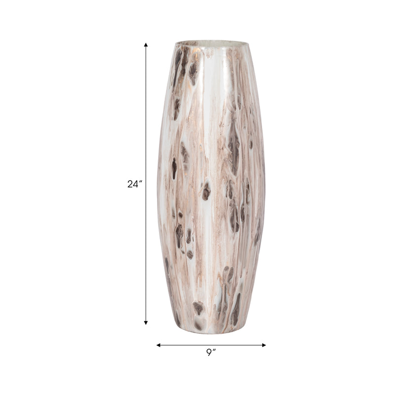 24 Curved Glass Vase Neutral Drip Finish, Multi