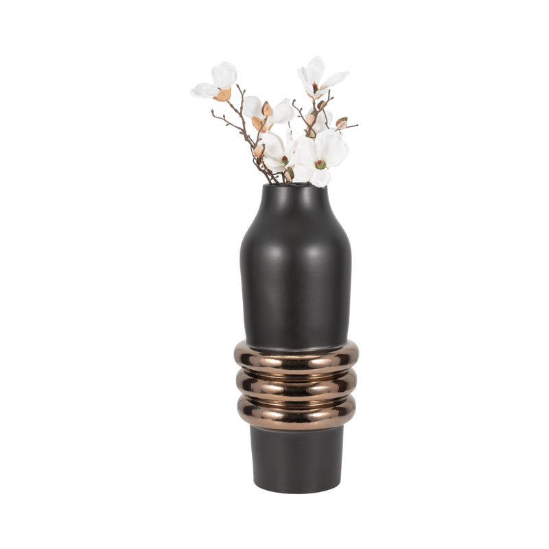 26 Calorin Oversized Tribal Vase, Black/gold