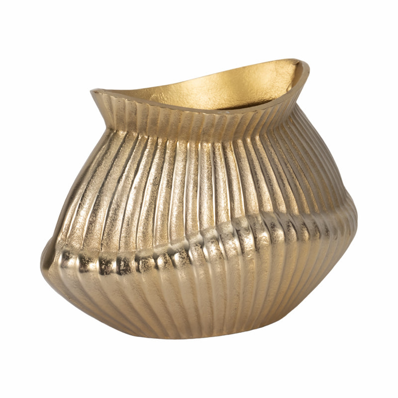 11 Balina Metal Boat Shaped Vase, Gold