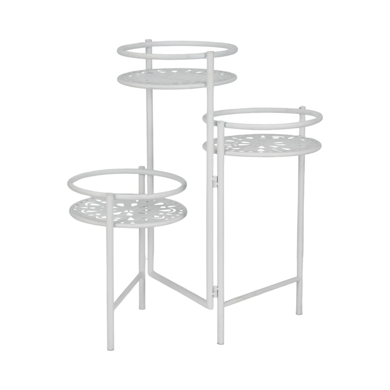 Metal, 22 Folding 3-tier Plant Stand, White