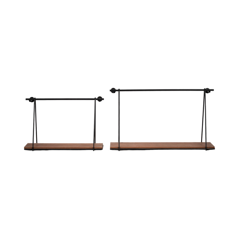 METAL/WOOD, S/2 12/14H SWING LIKE WALL SHELVES, B