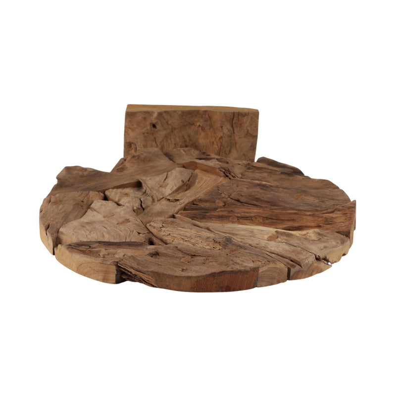 24 Teak Wood Disc On Stand, Natural