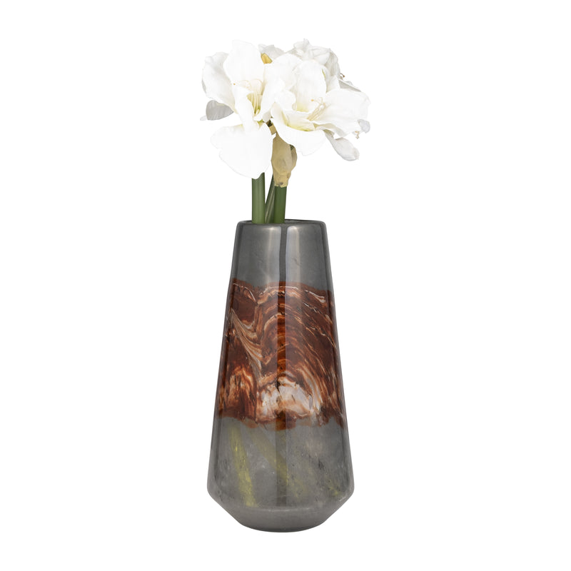 GLASS, 17 VASE GREY/BROWN