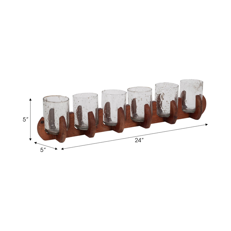 Glass, 24 6-votive Holders W/ Base, Brown/clear