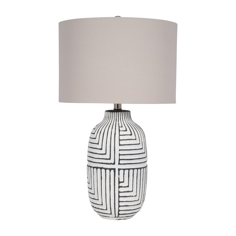 Ceramic, 26 Tribal Textured Table Lamp, White