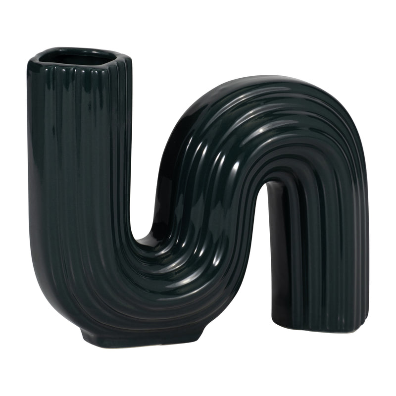 CER, 6 LOOPY VASE, FOREST GREEN