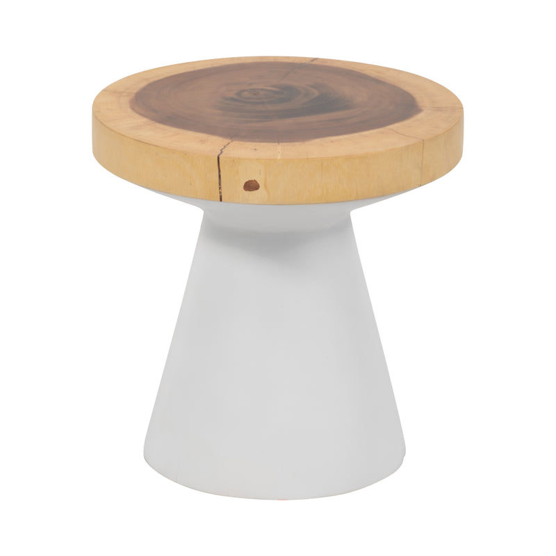 Wood, 16 Accent Table With White Base, Natural/wh