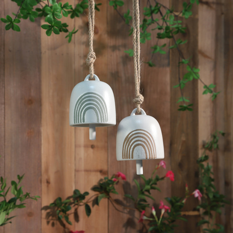 Cer, 4 Hanging Bell Rainbow, White/Beige