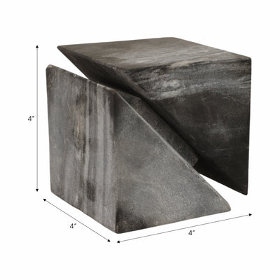 4 Cut Marble Cube, Grey