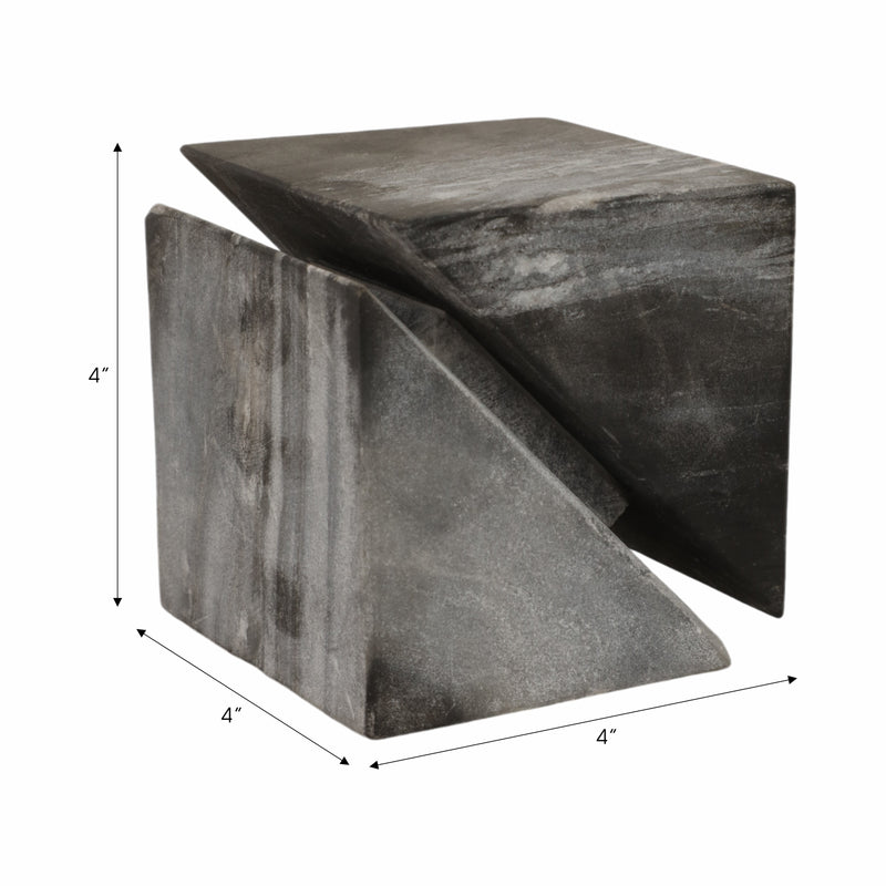 4 Cut Marble Cube, Grey