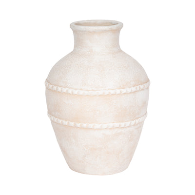 16 Traditional Textured Terracotta Vase, Ivory