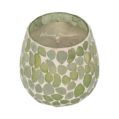 Glass, 4 11 Oz Mosaic Scented Candle, Light Green