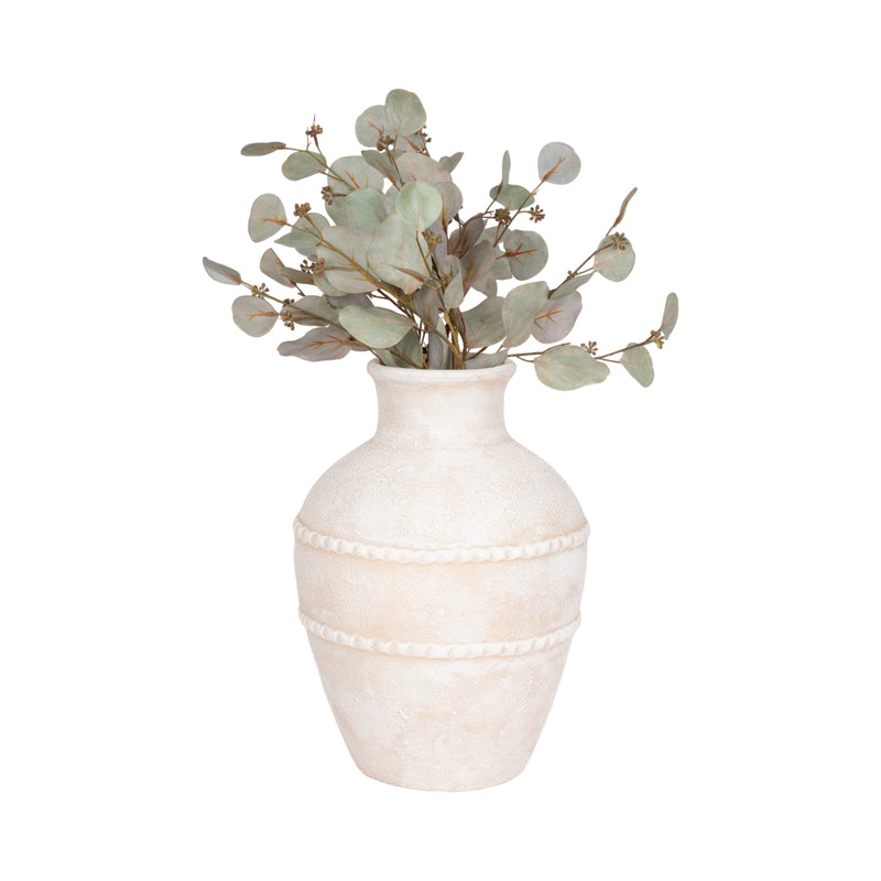 16 Traditional Textured Terracotta Vase, Ivory