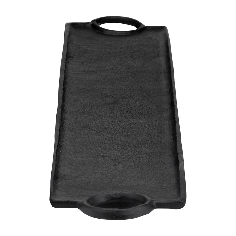 METAL,S/2 26/32,FLAT TRAY W/RING HANDLES,BLACK