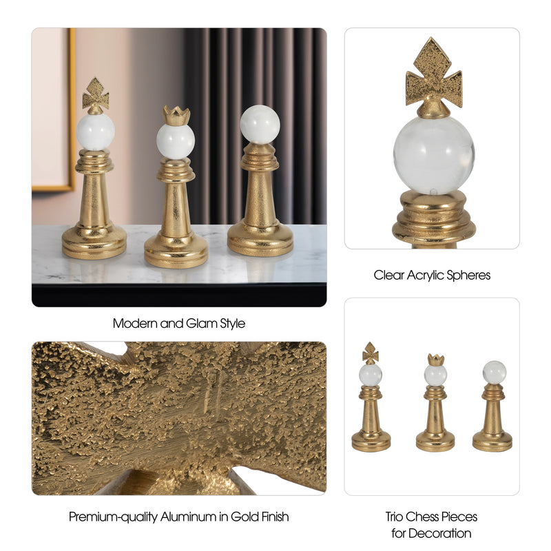 S/3 8/9/10 Turin Gold Chess Pieces