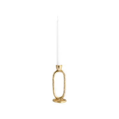 METAL, 7 OPEN OVAL TAPER CANDLEHOLDER, GOLD