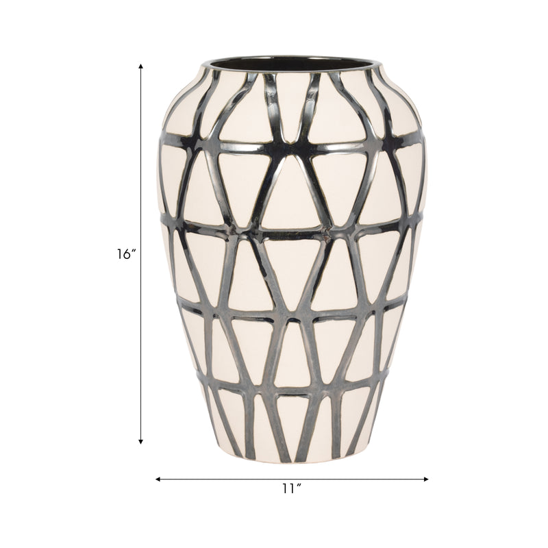 16 Fabiola Oversized Tribal Vase, Pewter