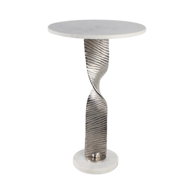 Metal,24twisted Base Accent Table,white/silver Kd